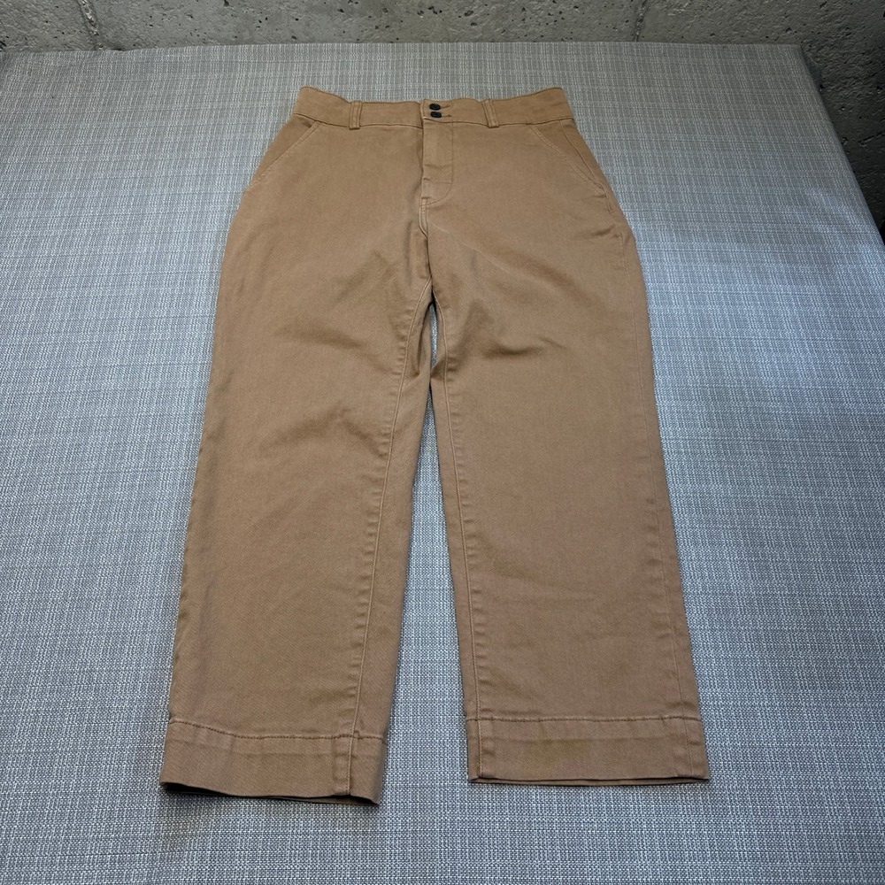 Everlane Organic Cotton Wide Leg Crop Pants Womens 10 Camel Brown High rise - Picture 2 of 12
